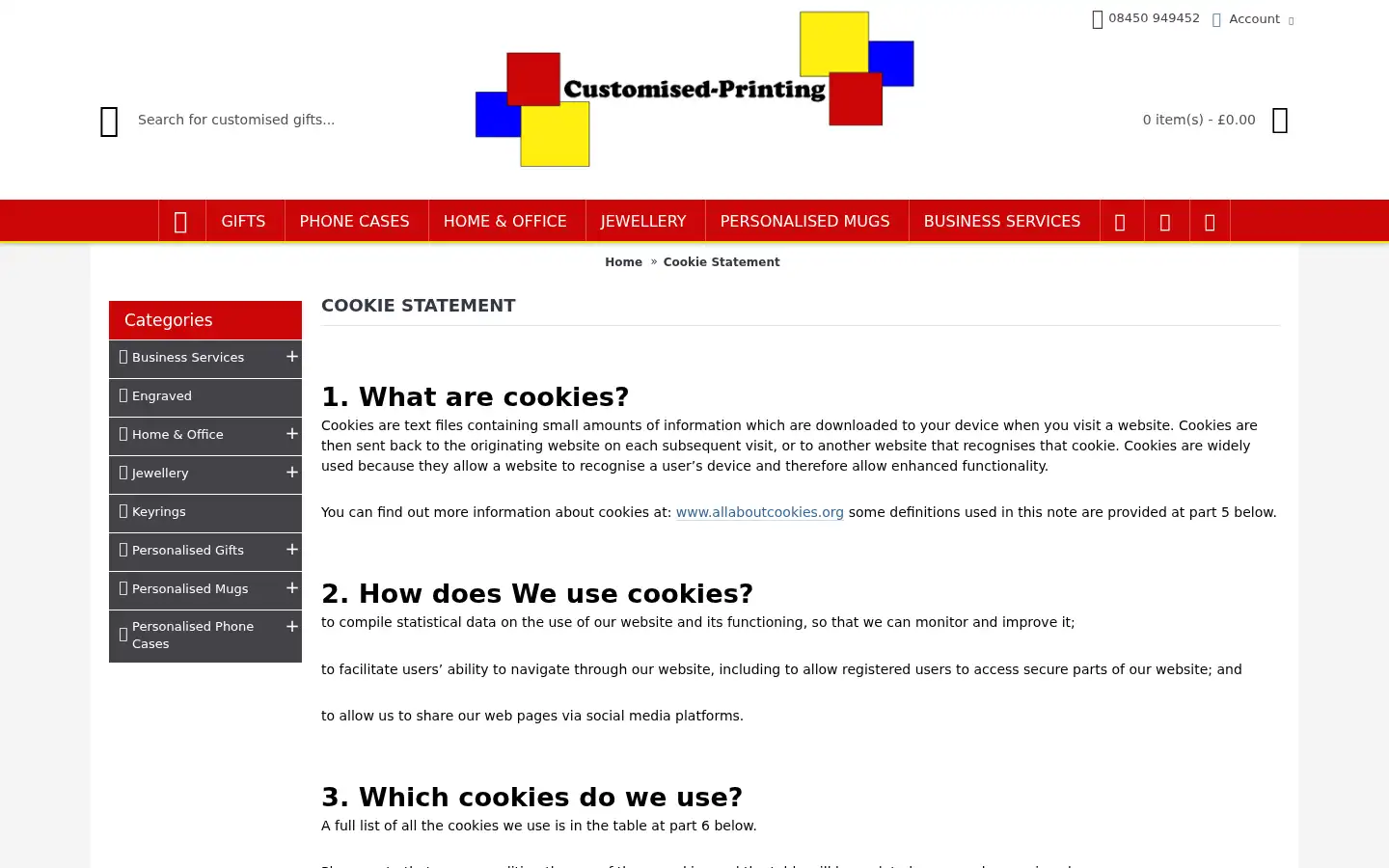 Screenshot of customised-printing.co.uk