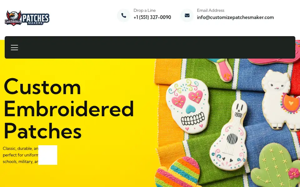 Screenshot of customizepatchesmaker.com