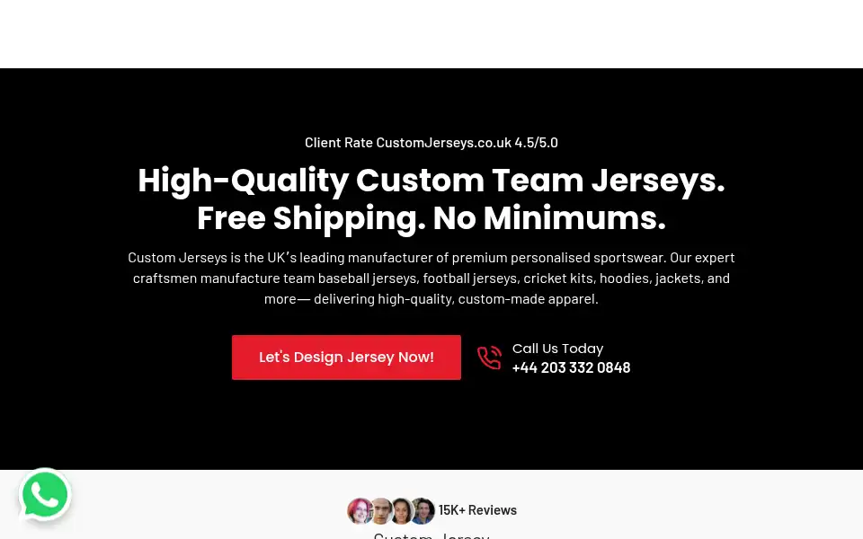 Screenshot of customjerseys.co.uk
