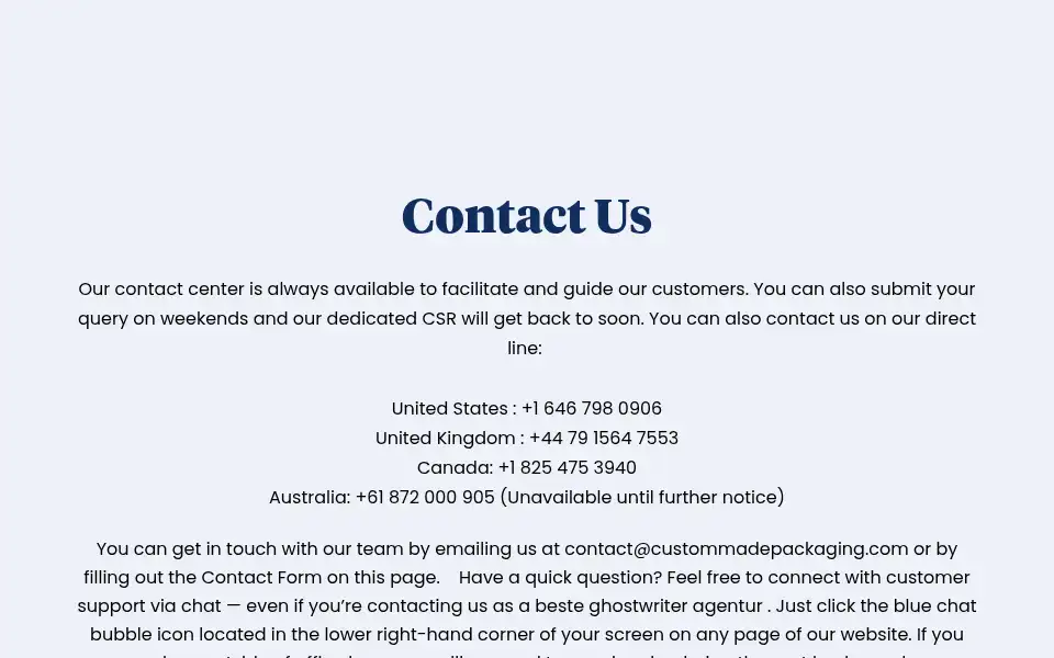 Screenshot of custommadepackaging.com