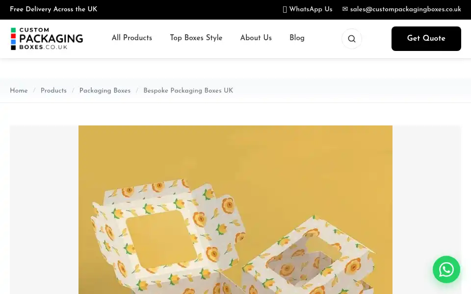 Screenshot of custompackagingboxes.co.uk