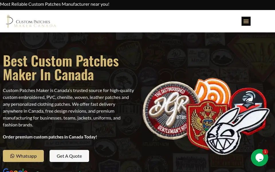 Screenshot of custompatchesmaker.ca
