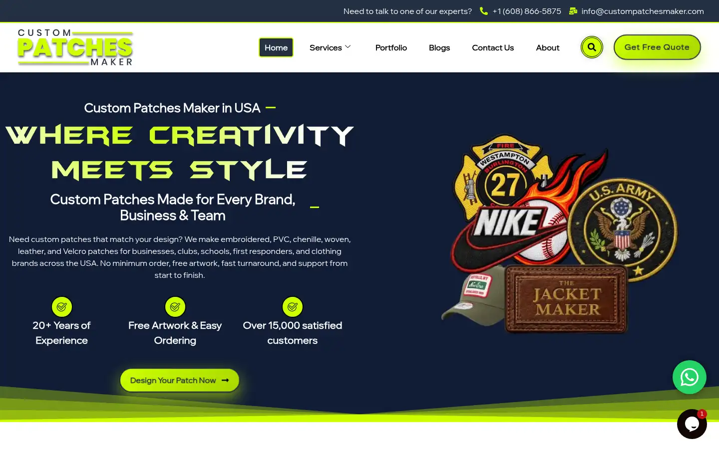 Screenshot of custompatchesmaker.com