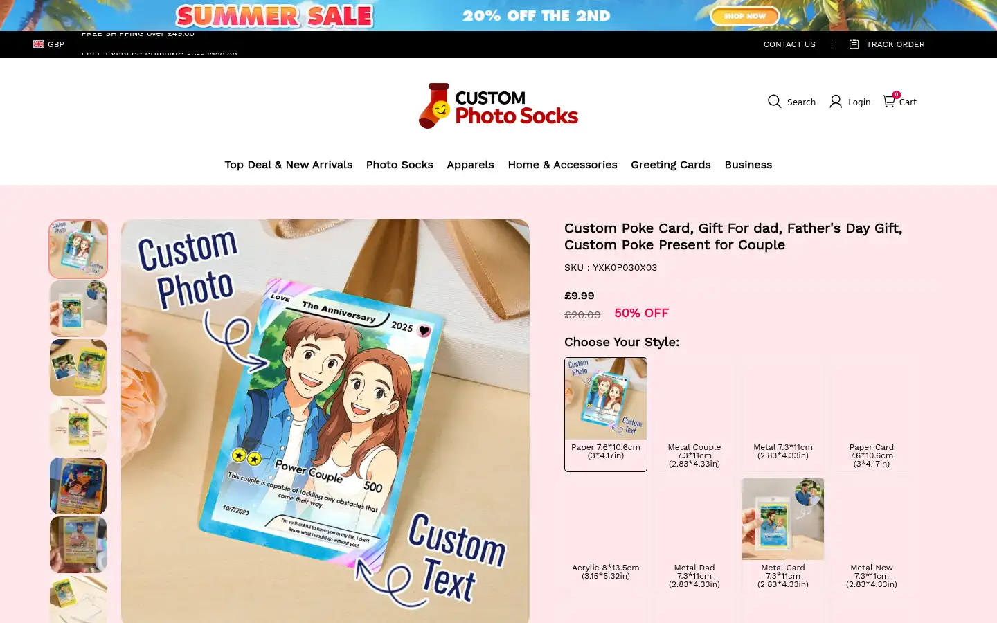 Screenshot of customphotosocks.co.uk