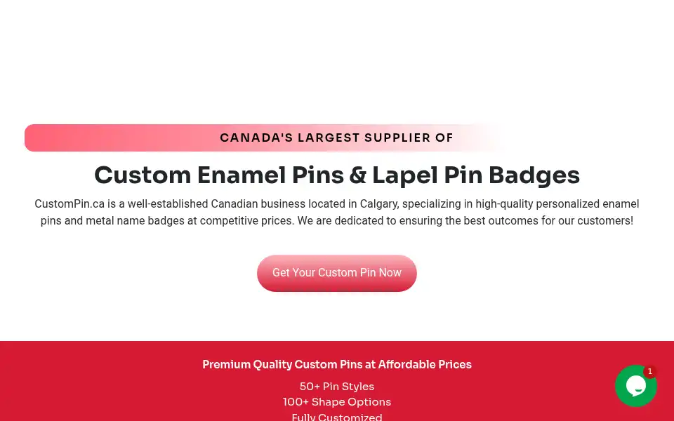 Screenshot of custompin.ca