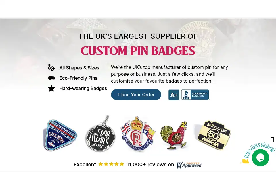 Screenshot of custompinbadges.co.uk