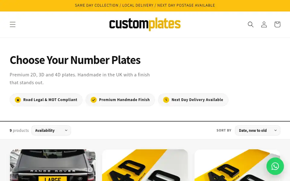 Screenshot of customplates.co.uk