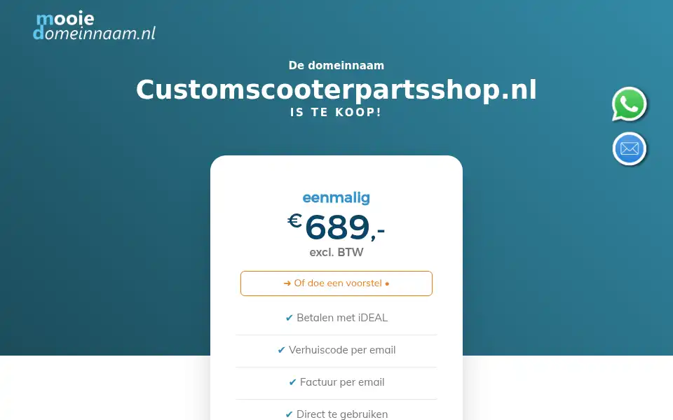Screenshot of customscooterpartsshop.nl