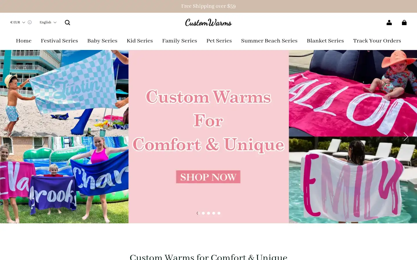 Screenshot of customwarms.com