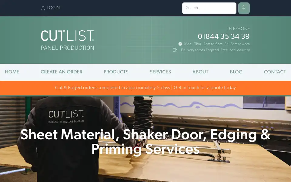 Screenshot of cutlist.co.uk