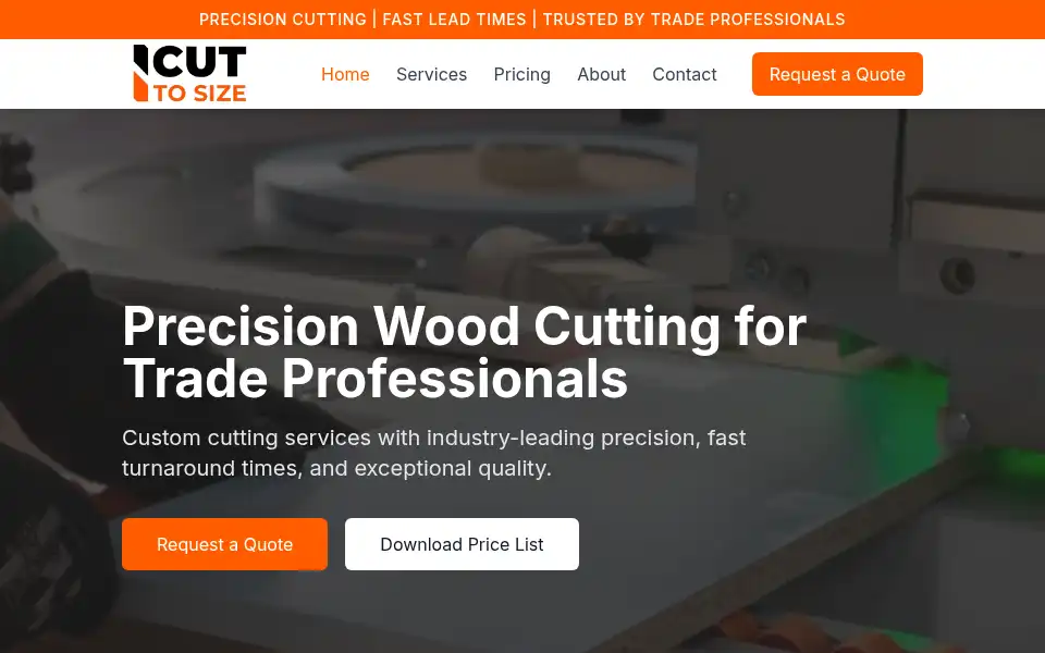 Screenshot of cuttosize.co.uk