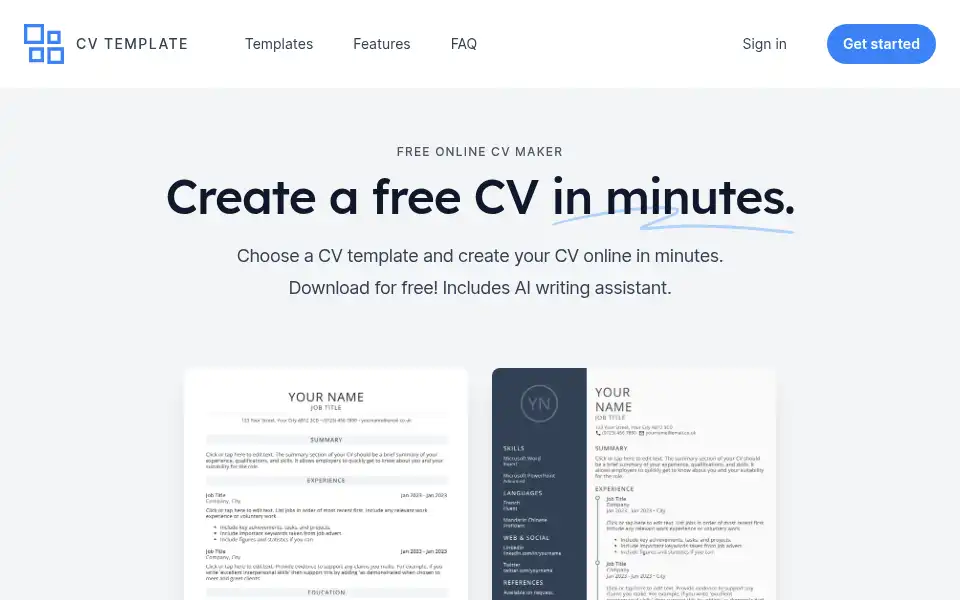 Screenshot of cv.co.uk