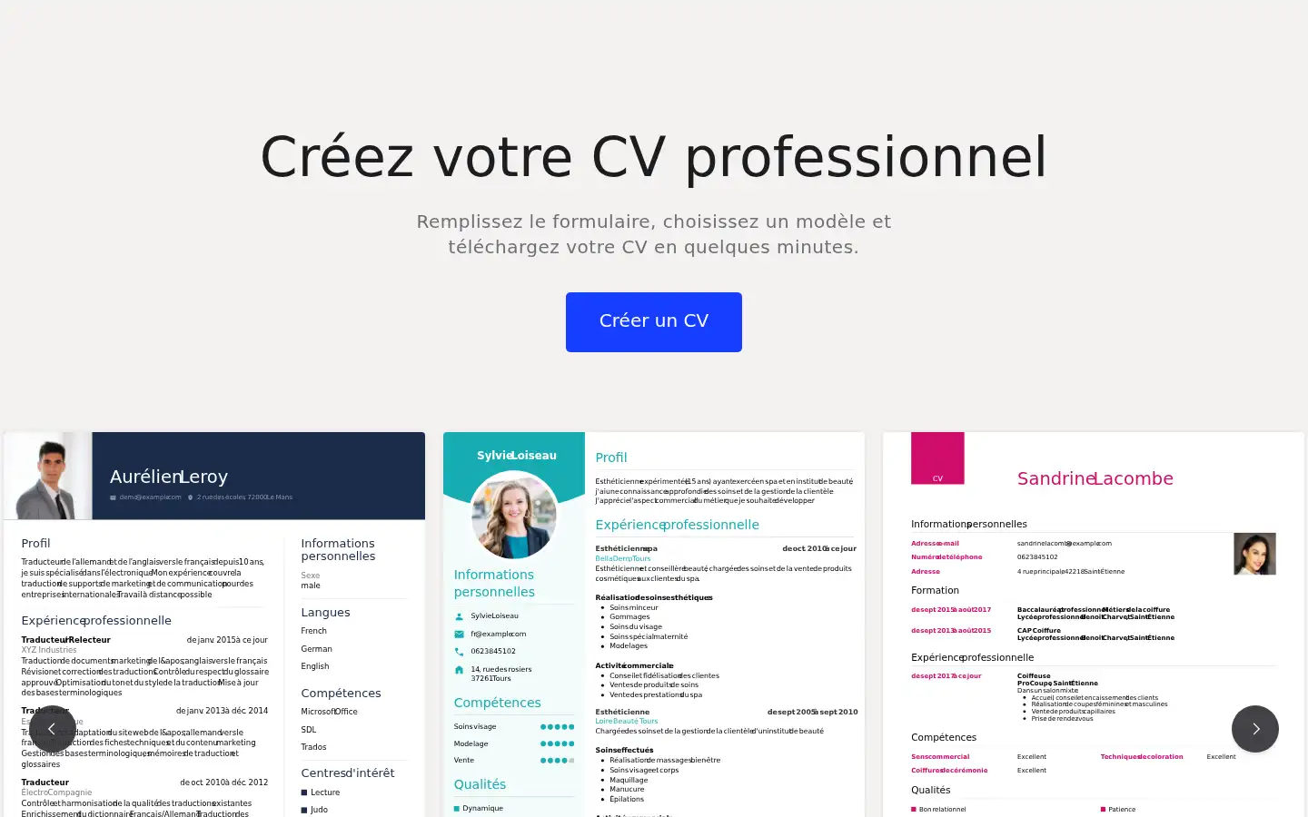 Screenshot of cv.fr