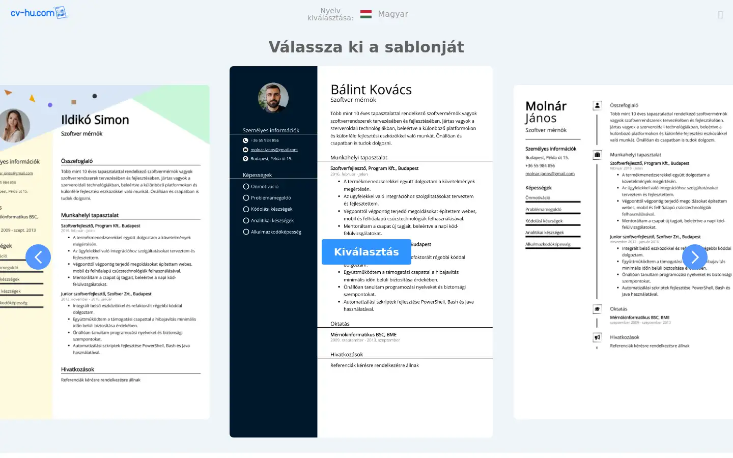Screenshot of cv-hu.com