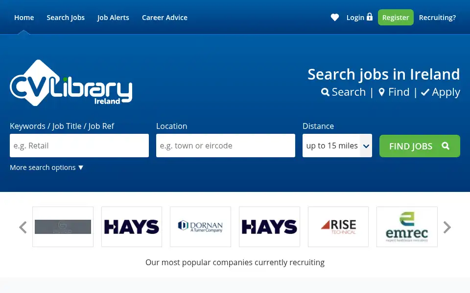 Screenshot of cv-library.ie