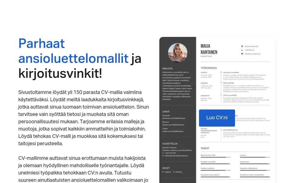 Screenshot of cv-pohja.com