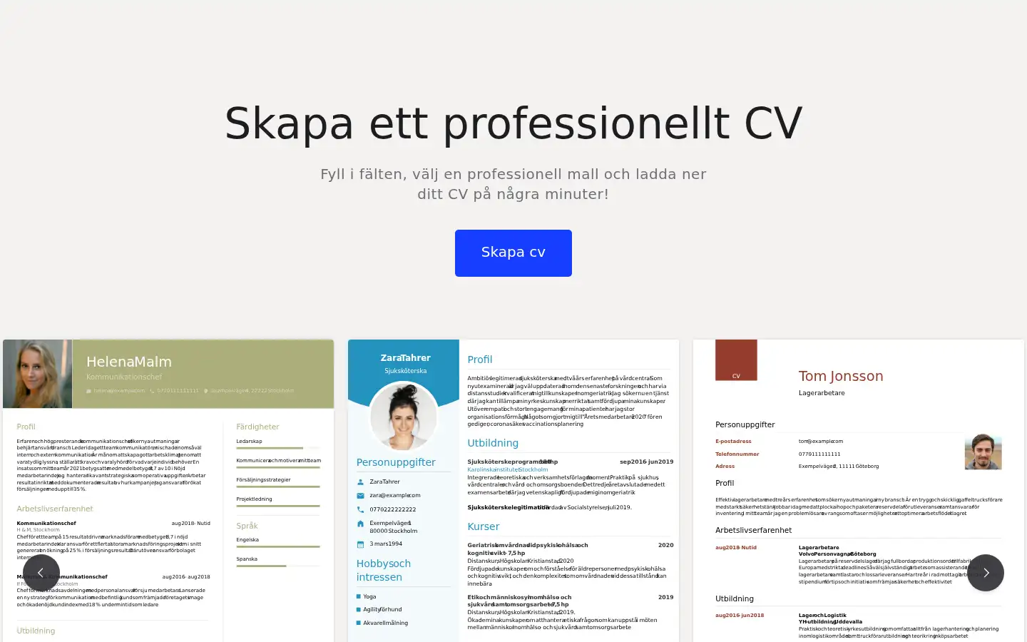 Screenshot of cv.se