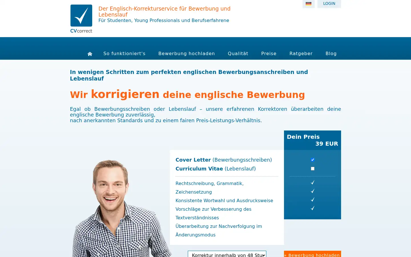 Screenshot of cvcorrect.de