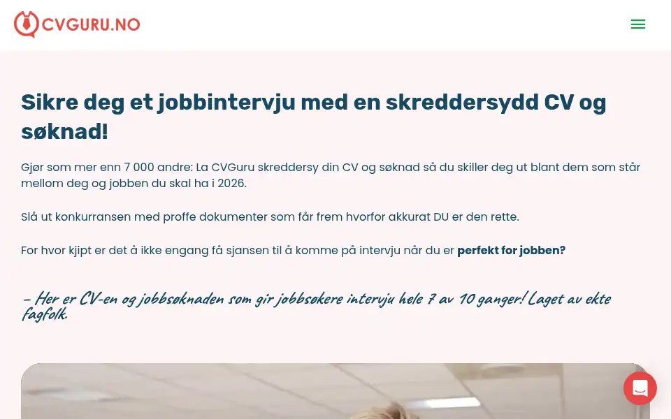 Screenshot of cvguru.no