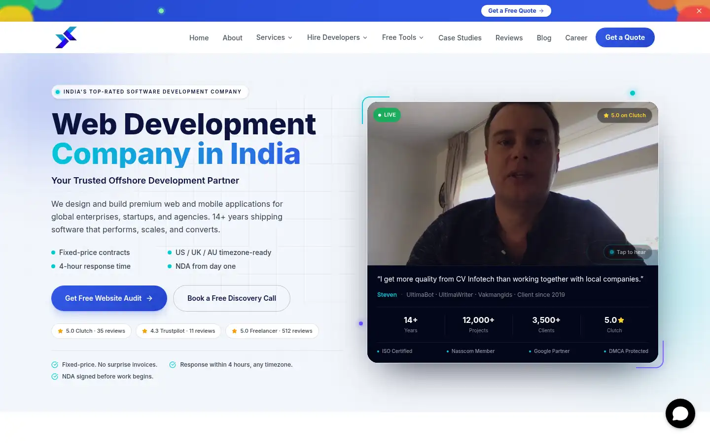 Screenshot of cvinfotech.com