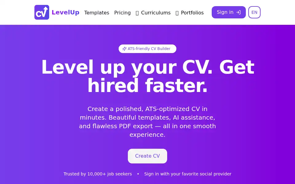Screenshot of cvlevelup.com