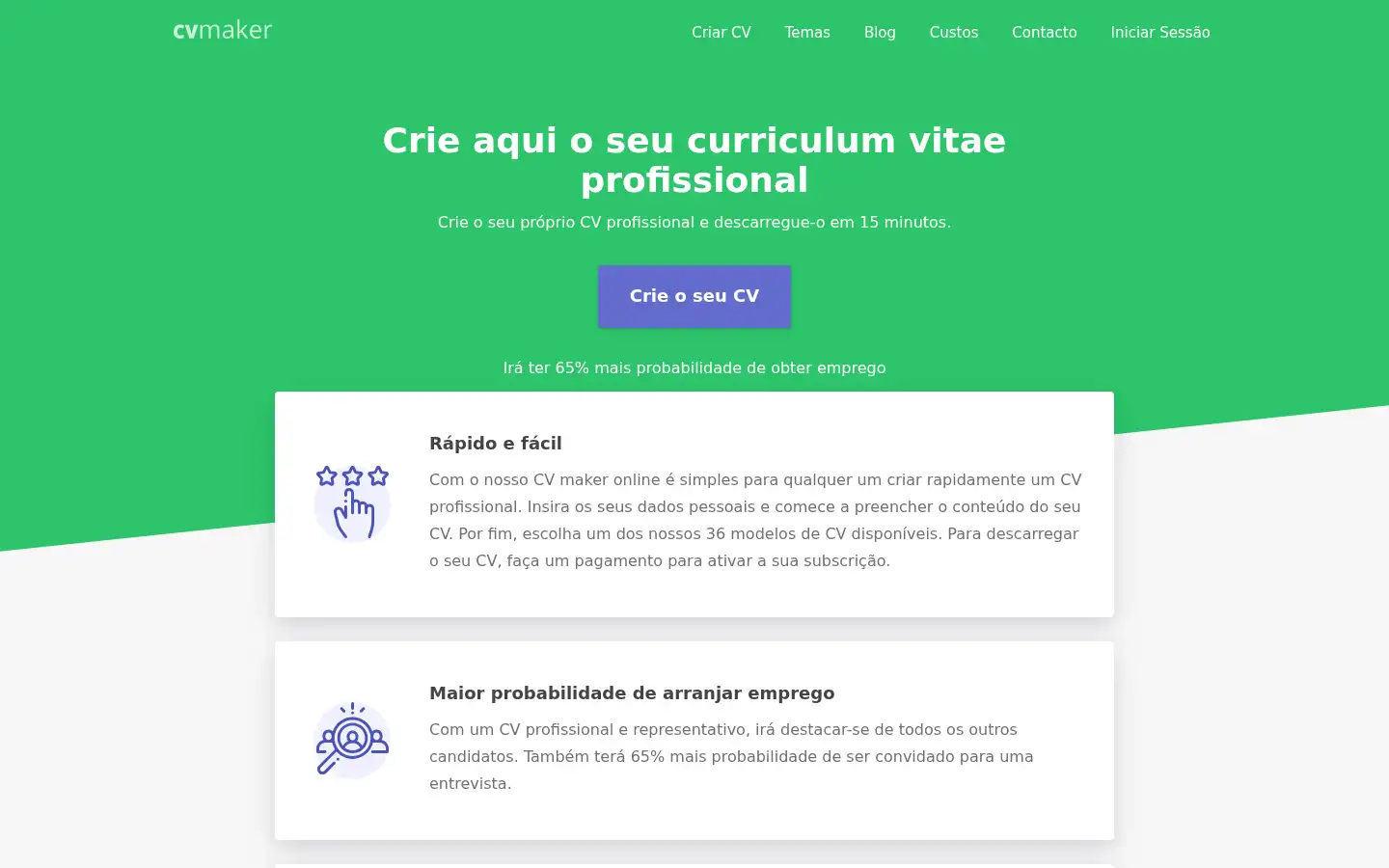 Screenshot of cvmaker.pt