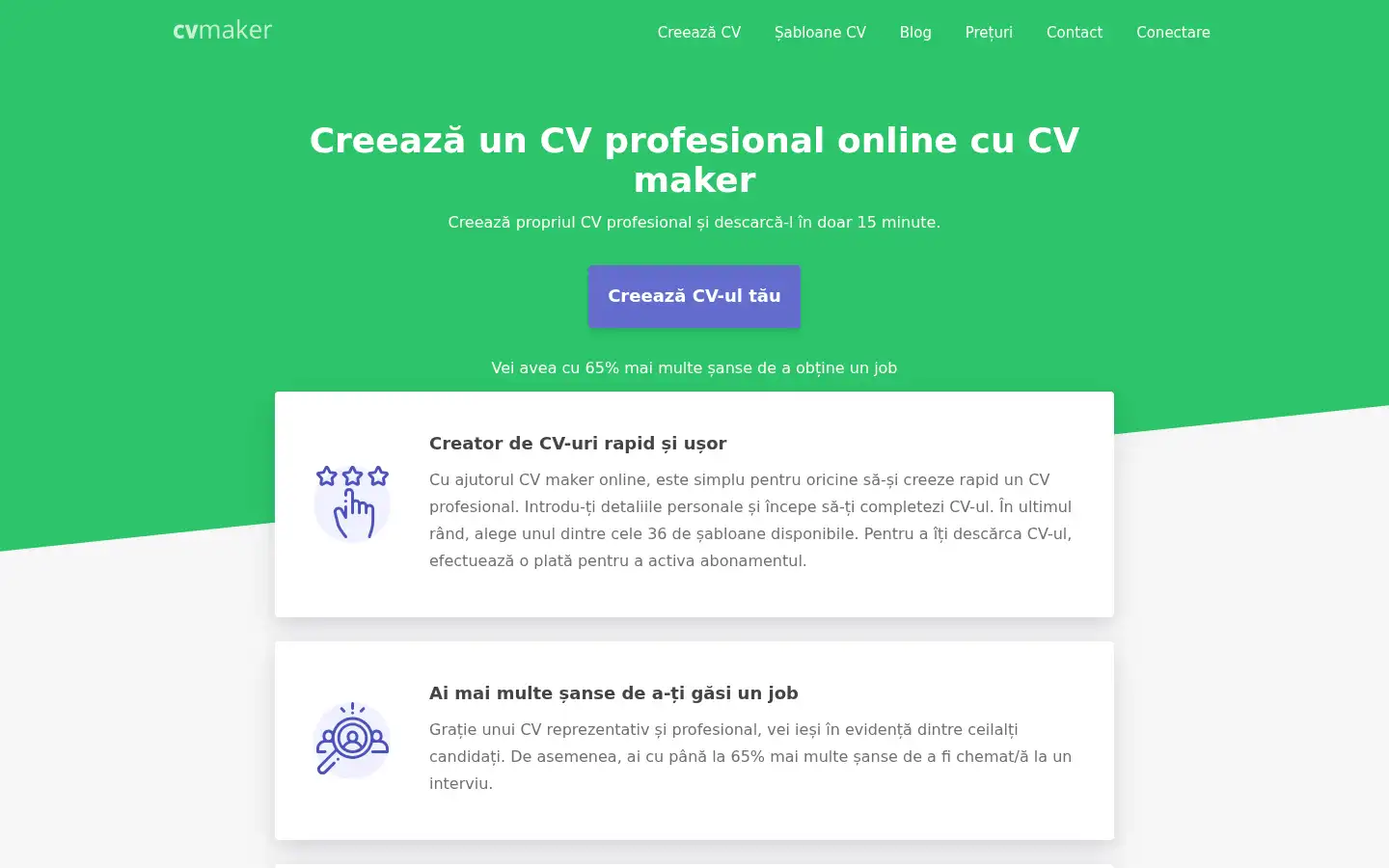 Screenshot of cvmaker.ro