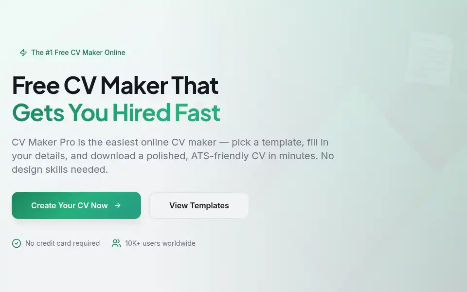 Screenshot of cvmakerpro.org