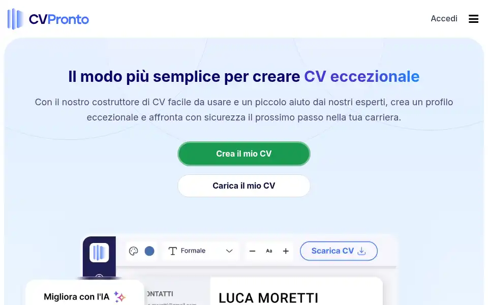 Screenshot of cvpronto.com
