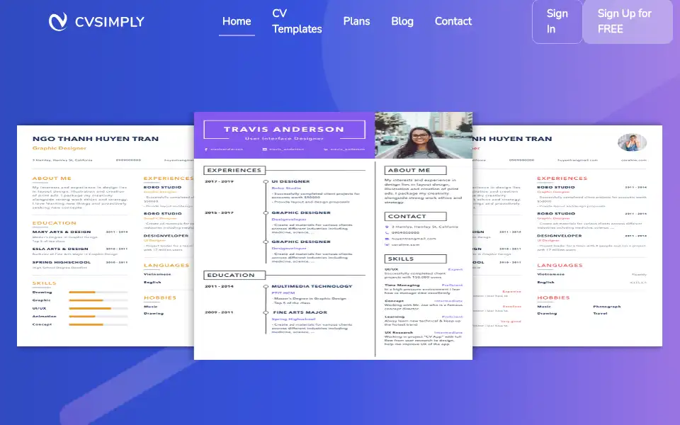 Screenshot of cvsimply.com