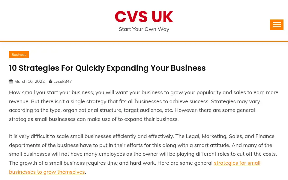 Screenshot of cvsuk.com