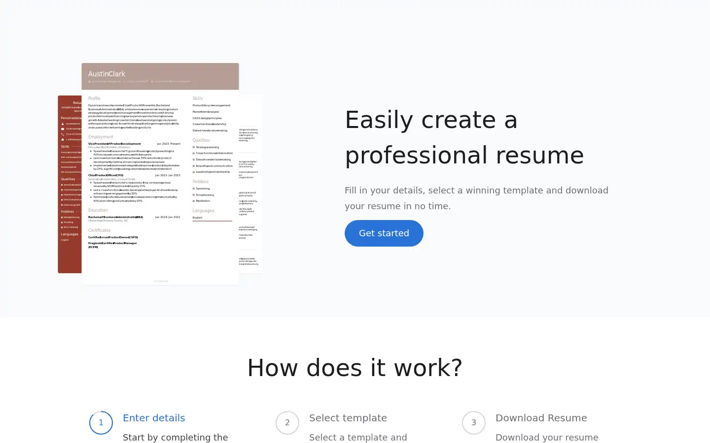 Screenshot of cvwizard.com