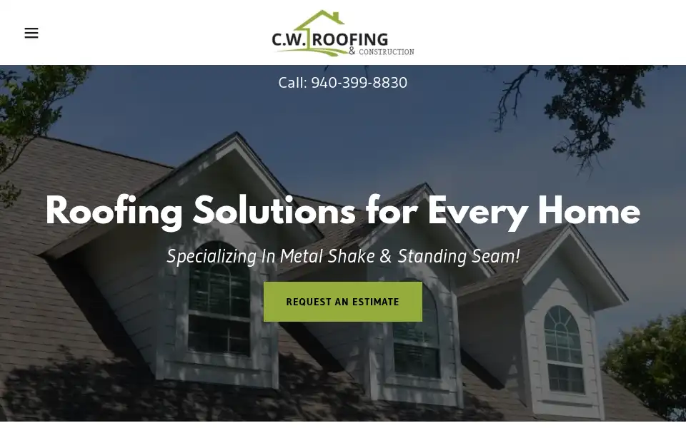 Screenshot of cwroofingdfw.com