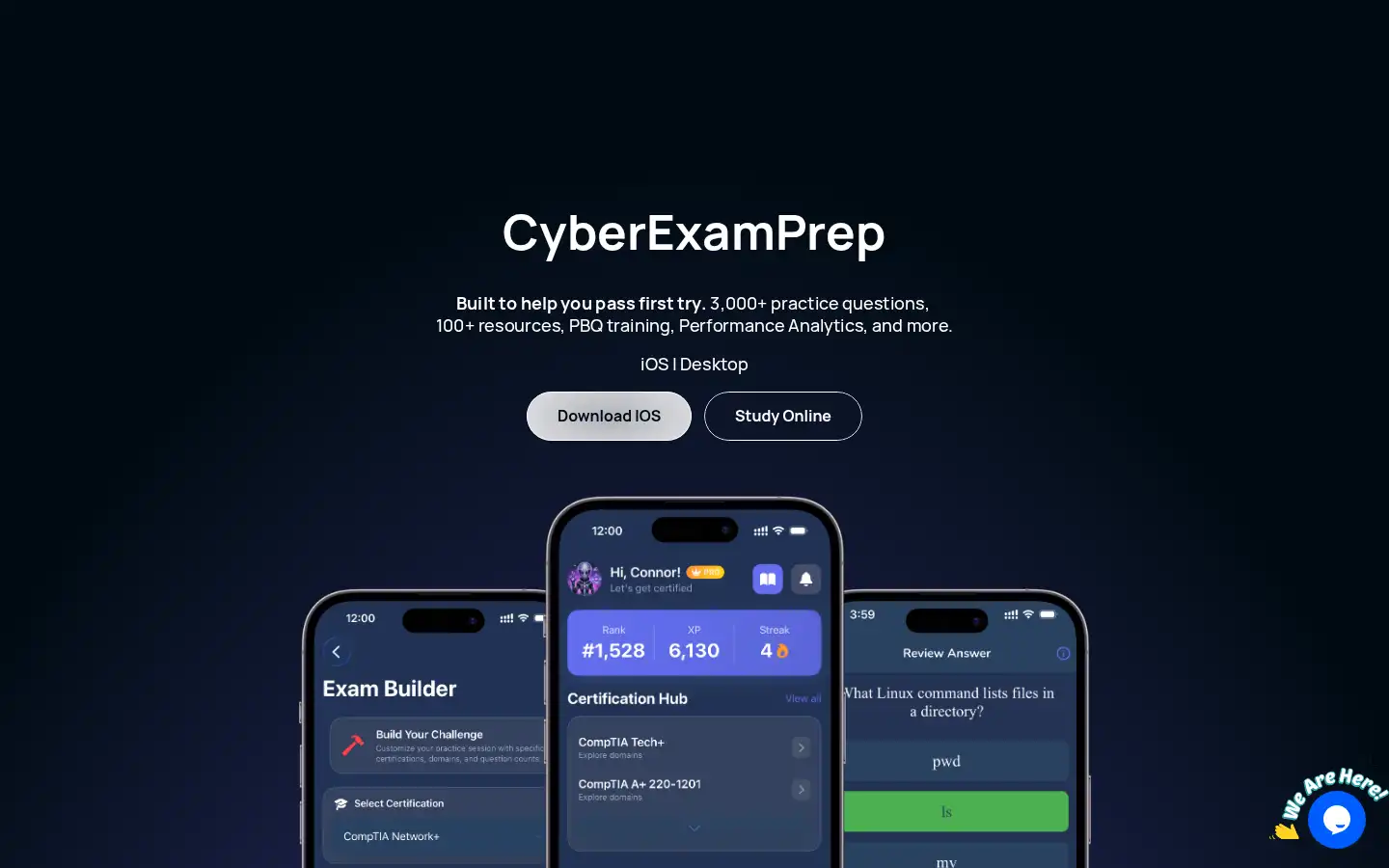 Screenshot of cyberexamprep.com