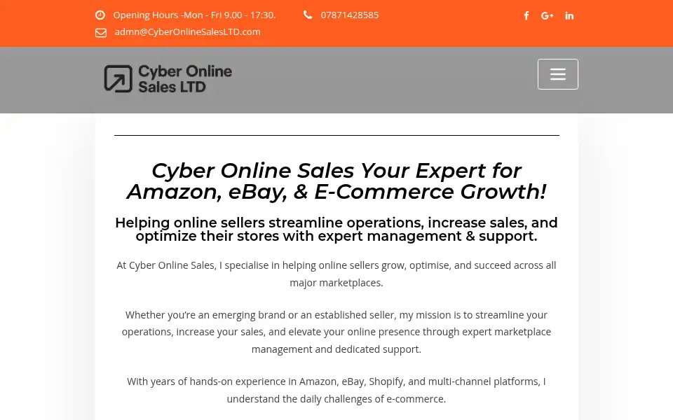 Screenshot of cyberonlinesalesltd.com