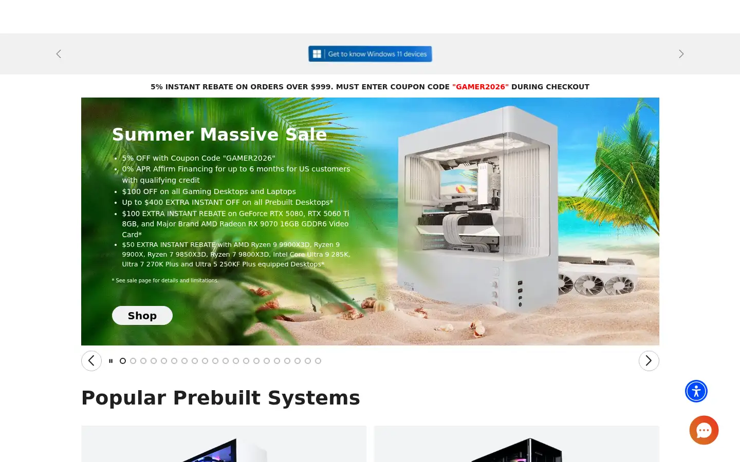 Screenshot of cyberpowerpc.com