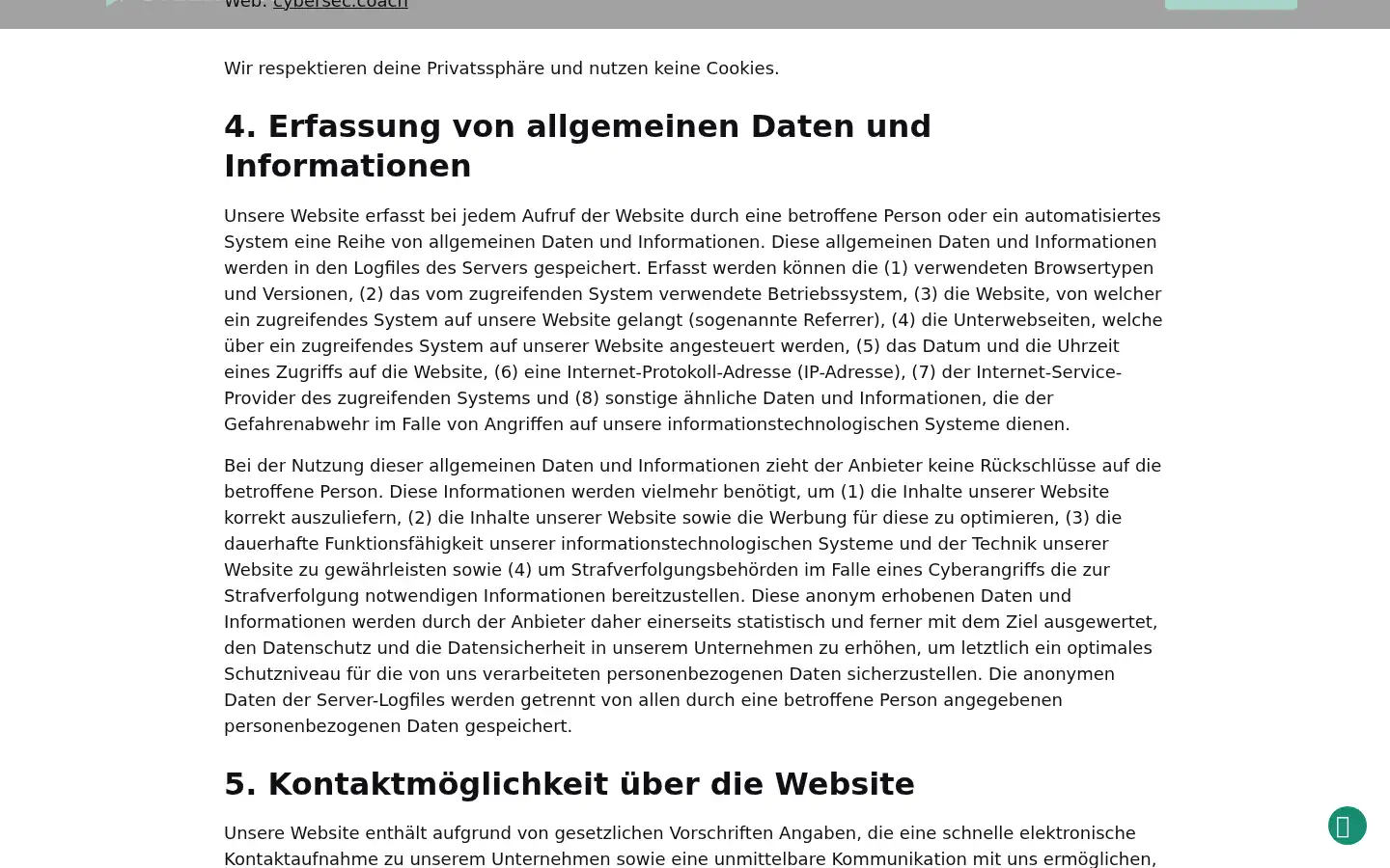 Screenshot of cybersec.coach