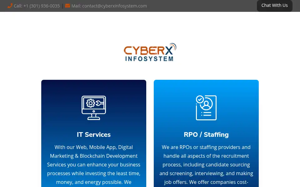 Screenshot of cyberxinfosystem.com