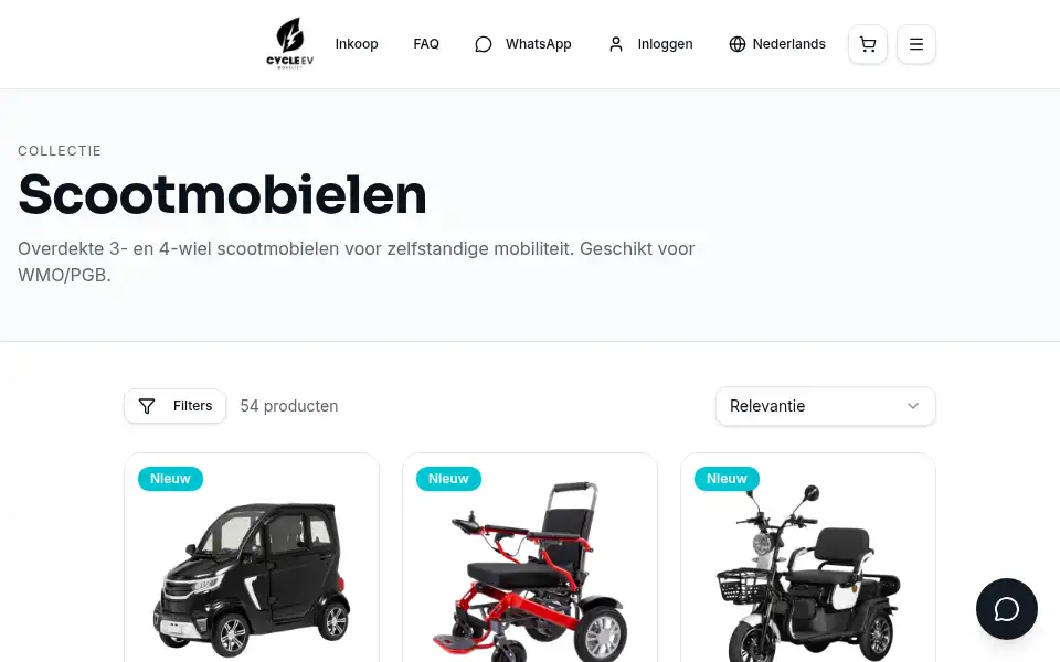 Screenshot of cycleevmobility.nl