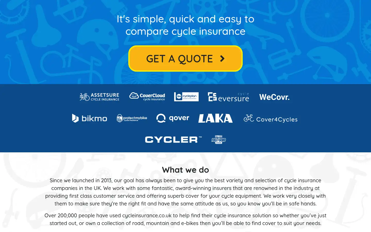 Screenshot of cycleinsurance.co.uk