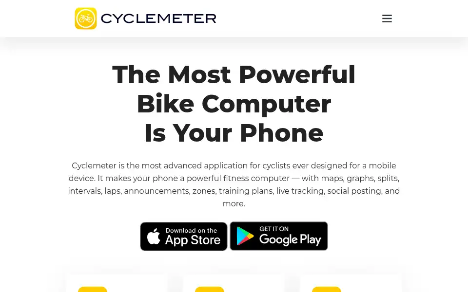 Screenshot of cyclemeter.com