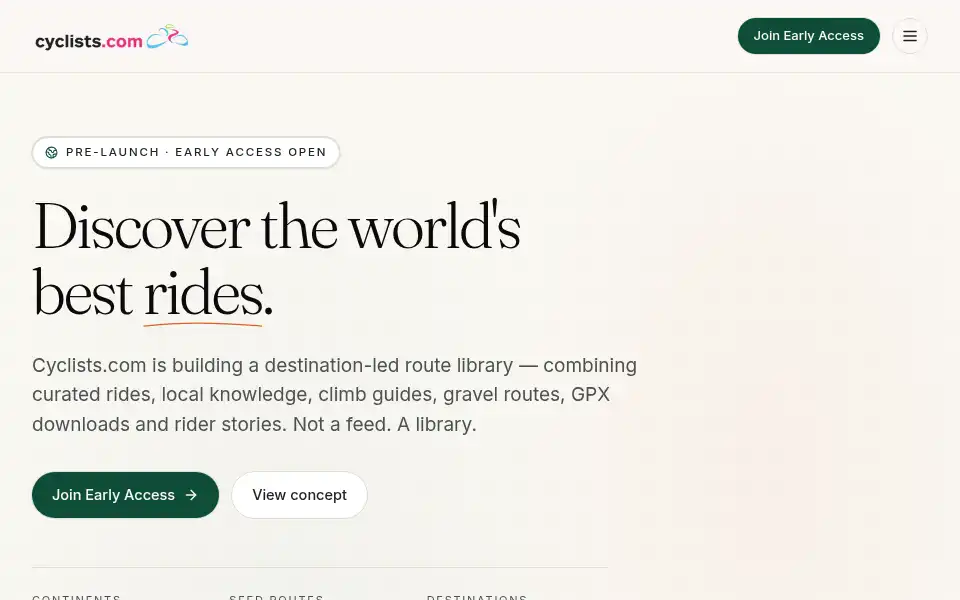 Screenshot of cyclists.com