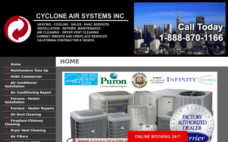 Screenshot of cycloneairsystems.com