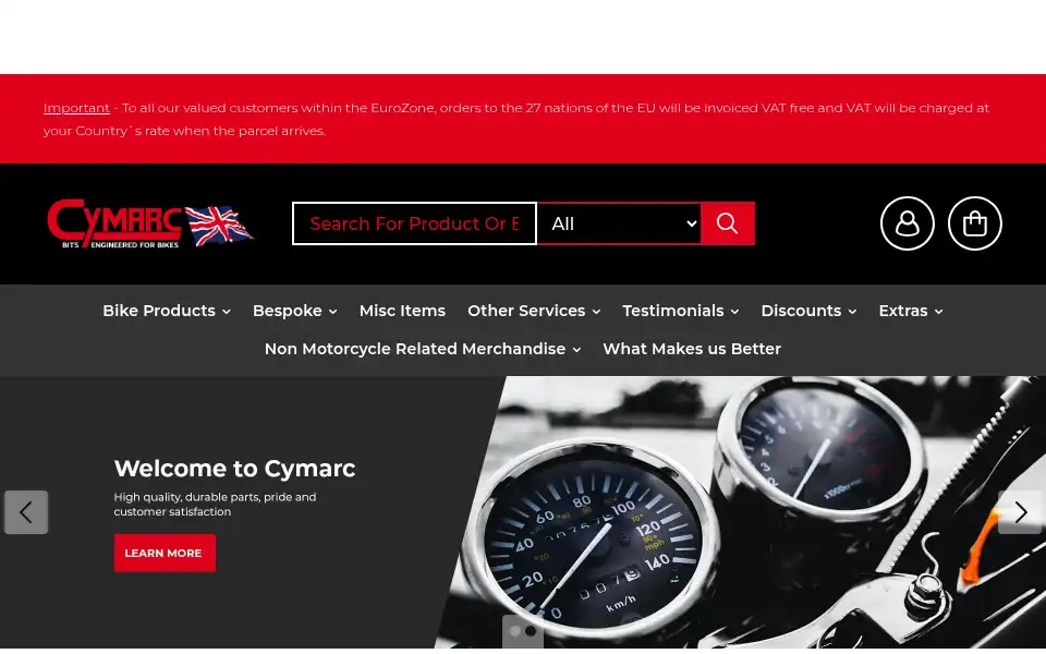 Screenshot of cymarcbikeparts.co.uk