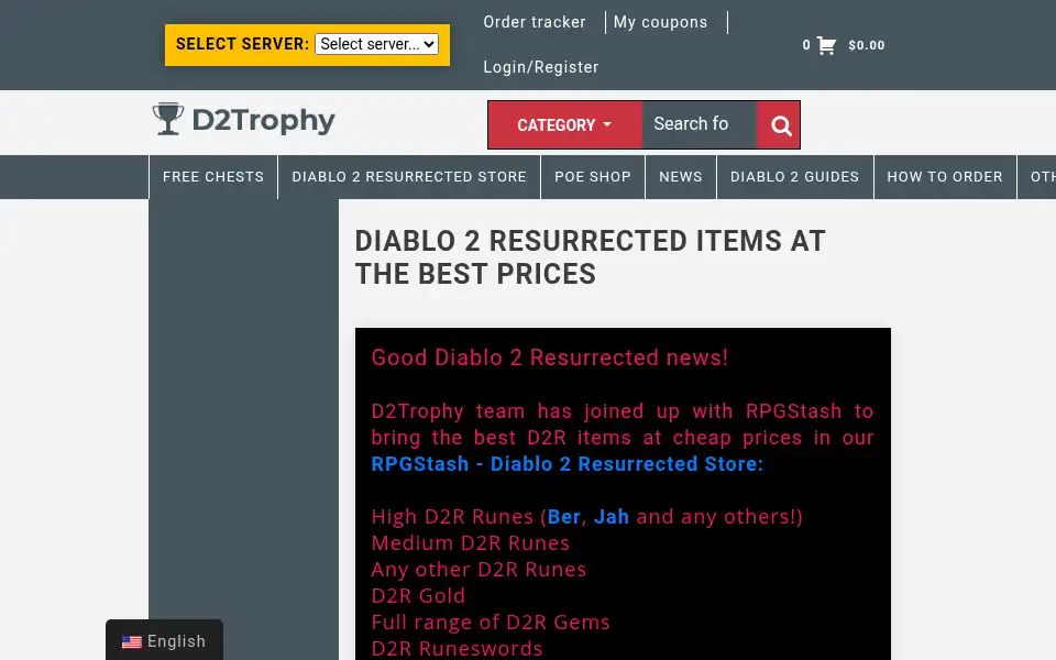 Screenshot of d2trophy.com