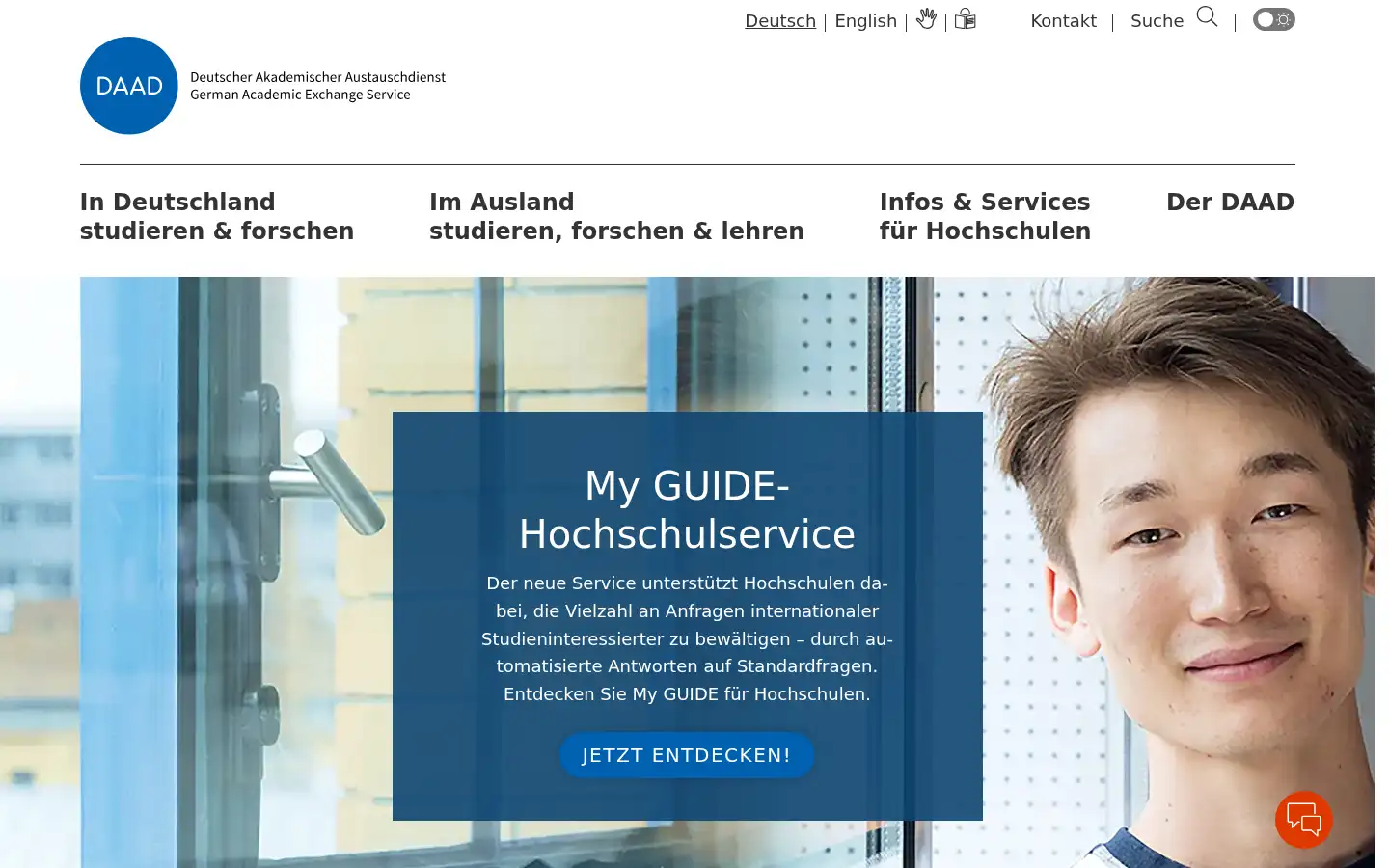 Screenshot of daad.de