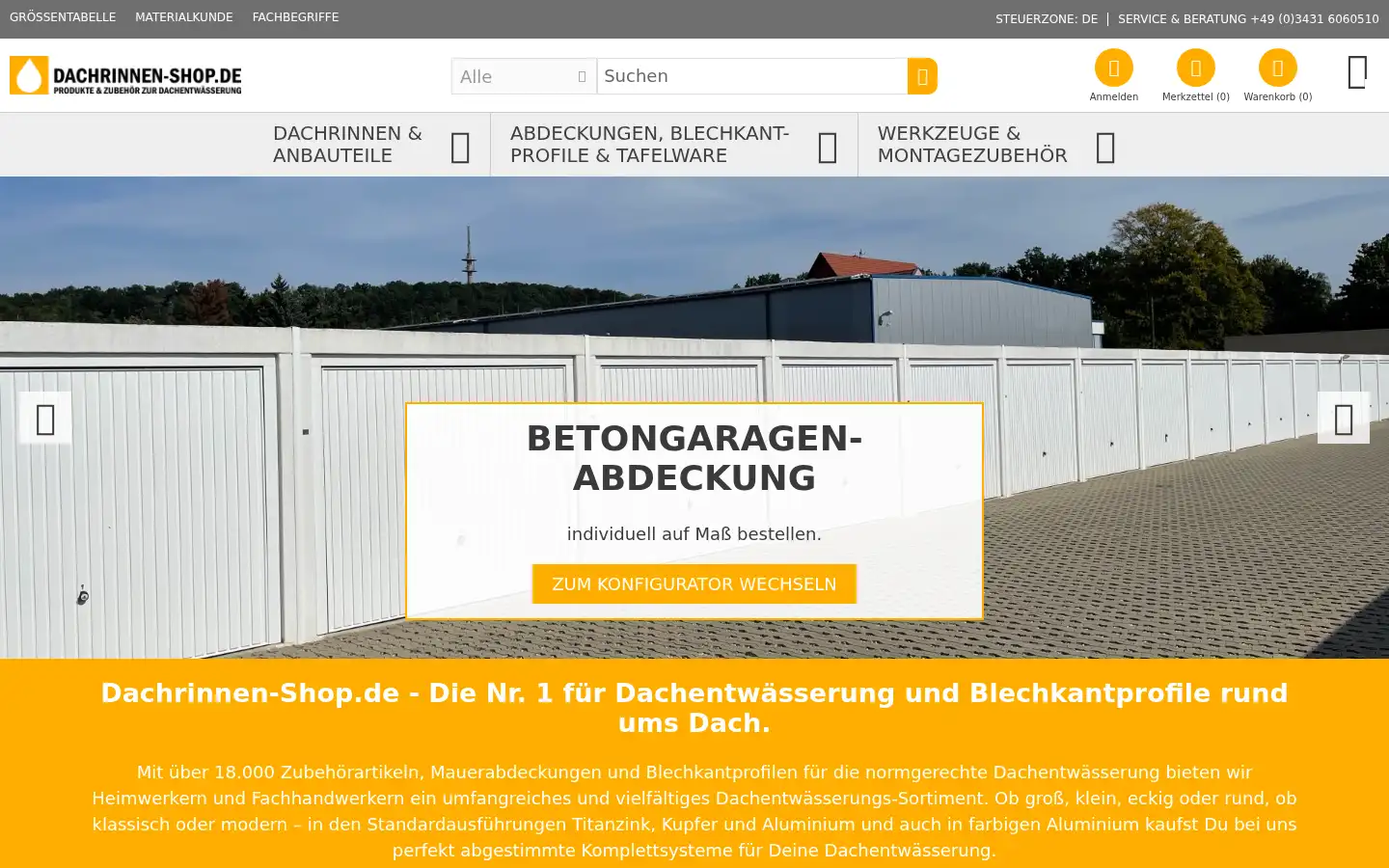 Screenshot of dachrinnen-shop.de