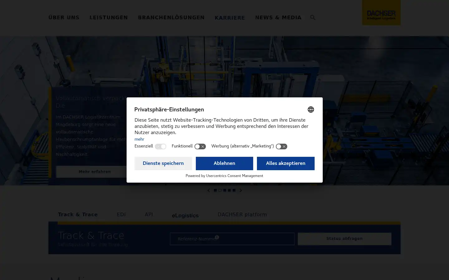 Screenshot of dachser.de