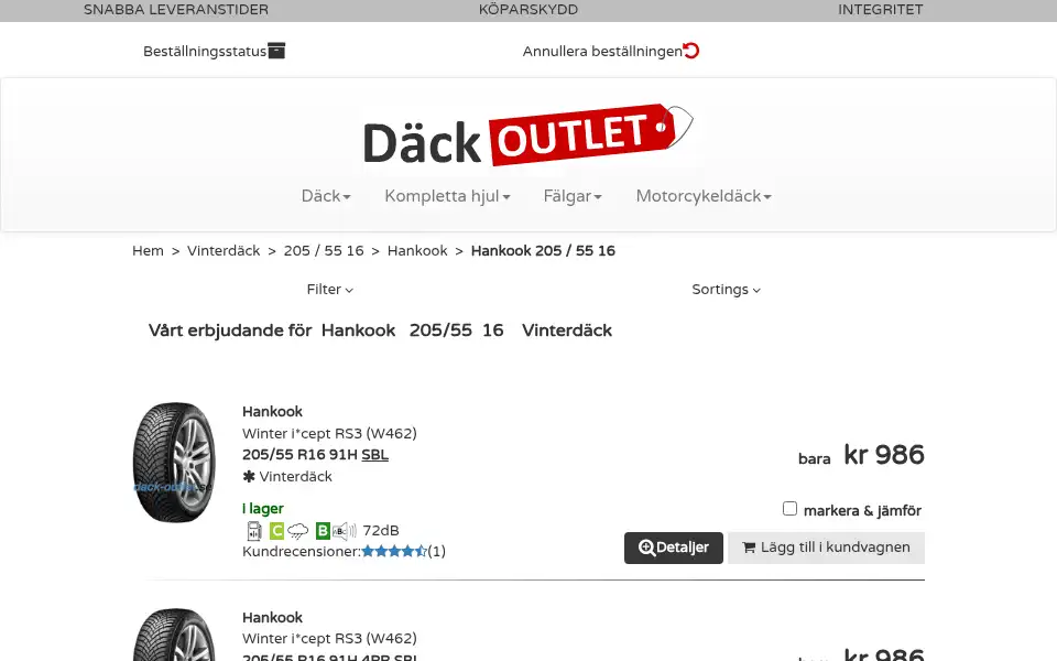 Screenshot of dack-outlet.se