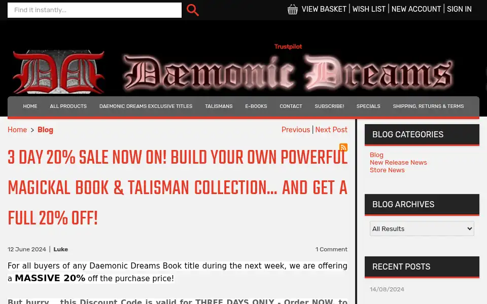 Screenshot of daemonicdreams.com
